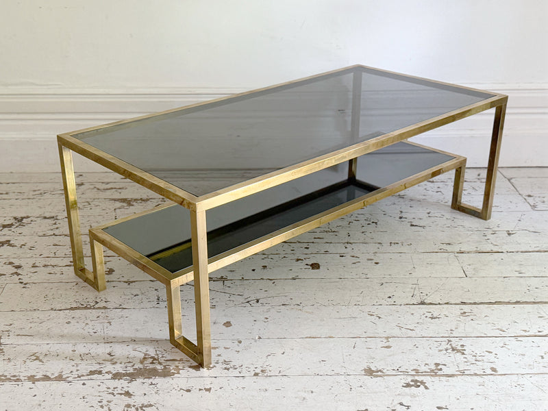 A 1970's Italian Brass & Glass Coffee Table