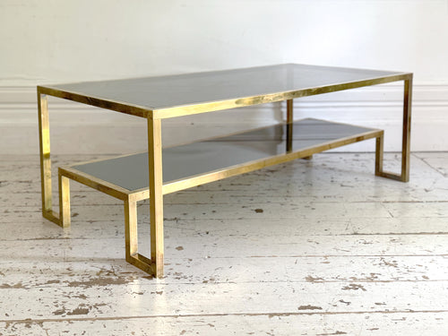 A 1970's Italian Brass & Glass Coffee Table