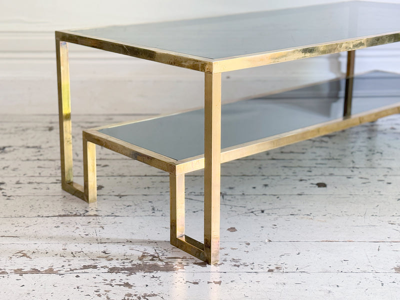 A 1970's Italian Brass & Glass Coffee Table