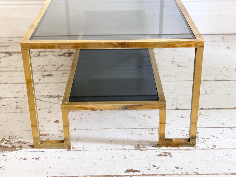 A 1970's Italian Brass & Glass Coffee Table