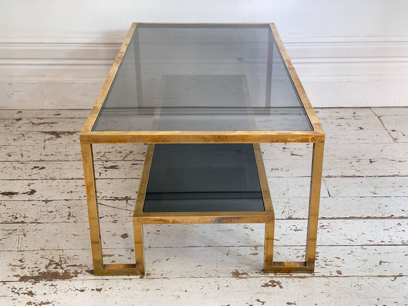 A 1970's Italian Brass & Glass Coffee Table