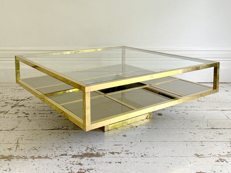 A 1970's Italian Brass & Glass Coffee Table