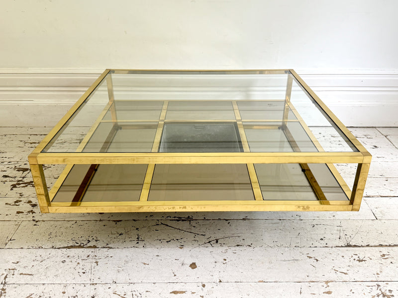 A 1970's Italian Brass & Glass Coffee Table