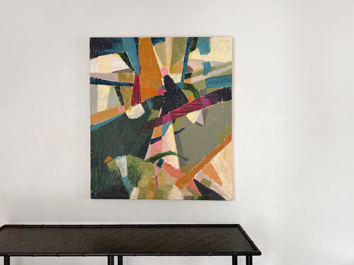 A 1970's Italian Oil on Canvas Abstract Artwork