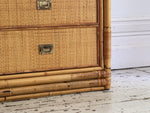 A 1970's Vivai Del Sud Italian Rattan & Bamboo Three Drawer Sideboard