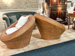 A Very Large Pair of Round Woven Rattan 1970's Lounge Chairs