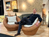 A Very Large Pair of Round Woven Rattan 1970's Lounge Chairs