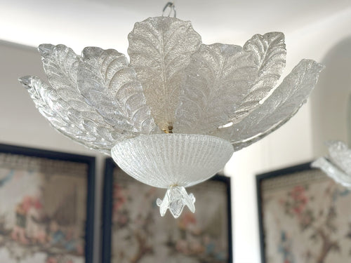 A Pair of Large 1970's Murano Glass Leaf Chandeliers
