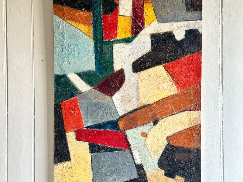 A Tall 1970's Italian Abstract Oil on Canvas