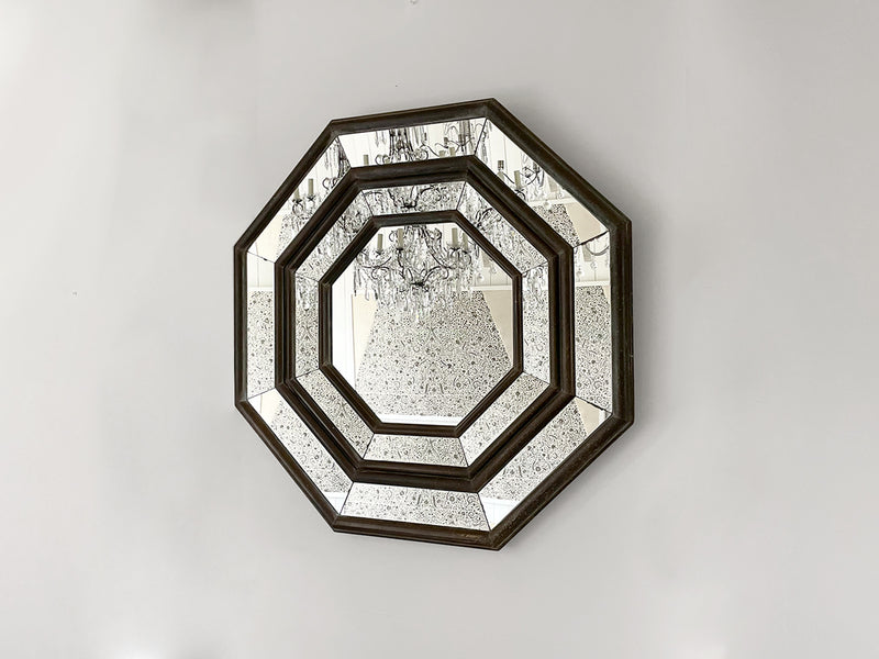 A Substantial 1970's Octagonal Bronze Mirror by Rodolfo Dubarry