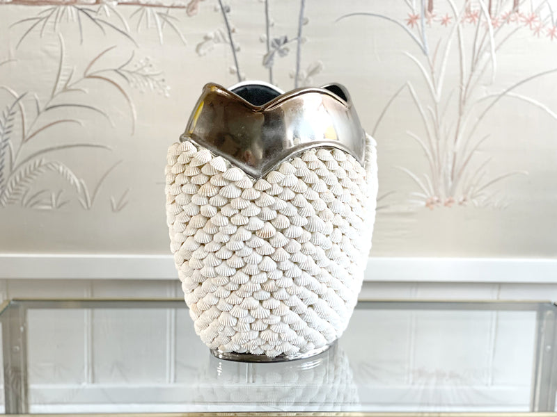 A 1970's Italian Shell Covered Ceramic Vase