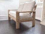 A 1970's French Two-Seater Pine Sofas with French Linen Upholstery