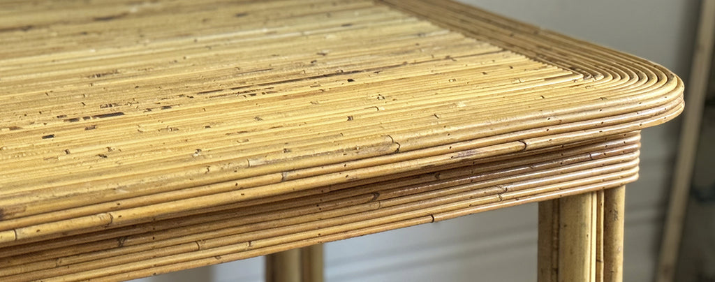 A 1970's French Rattan Dining Table Desk