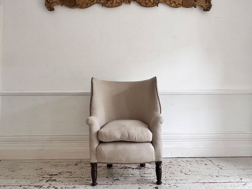 An Early 19th C Upholstered Barrel Back Armchair