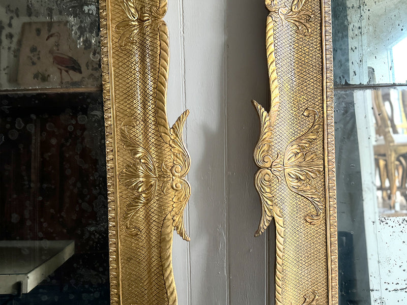 A Pair of Early 19th C Split Plate Gilt Wood Mirrors