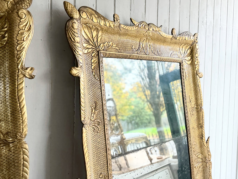 A Pair of Early 19th C Split Plate Gilt Wood Mirrors