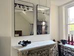 A Pair of 19th C French Split Plate Mirrors in Contemporary Black Frames