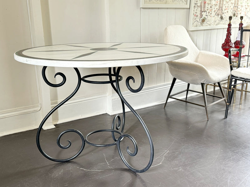 A 19th C Round Marble Top Centre Table with Malachite, Welsh Slate & Porphyry Inlay