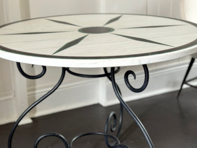 A 19th C Round Marble Top Centre Table with Malachite, Welsh Slate & Porphyry Inlay