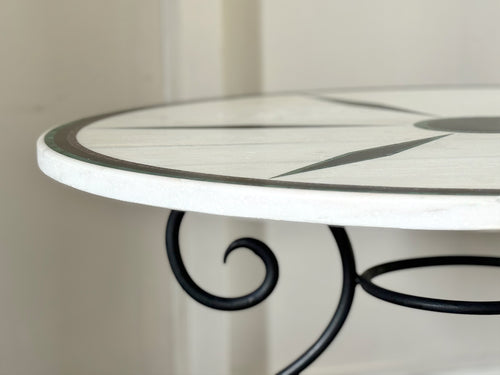 A 19th C Round Marble Top Centre Table with Malachite, Welsh Slate & Porphyry Inlay