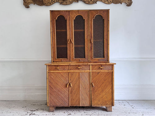 A 1950's Italian Glazed Rattan Bookcase Dresser