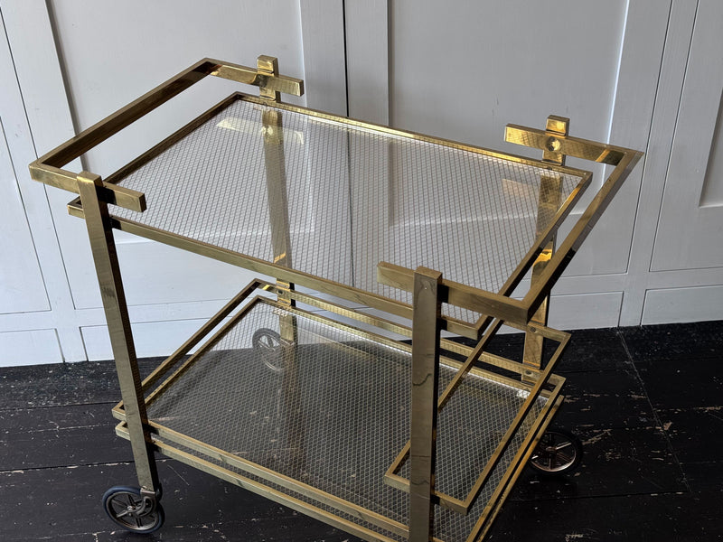 A 1970's Italian Brass-Plated Drinks Trolley