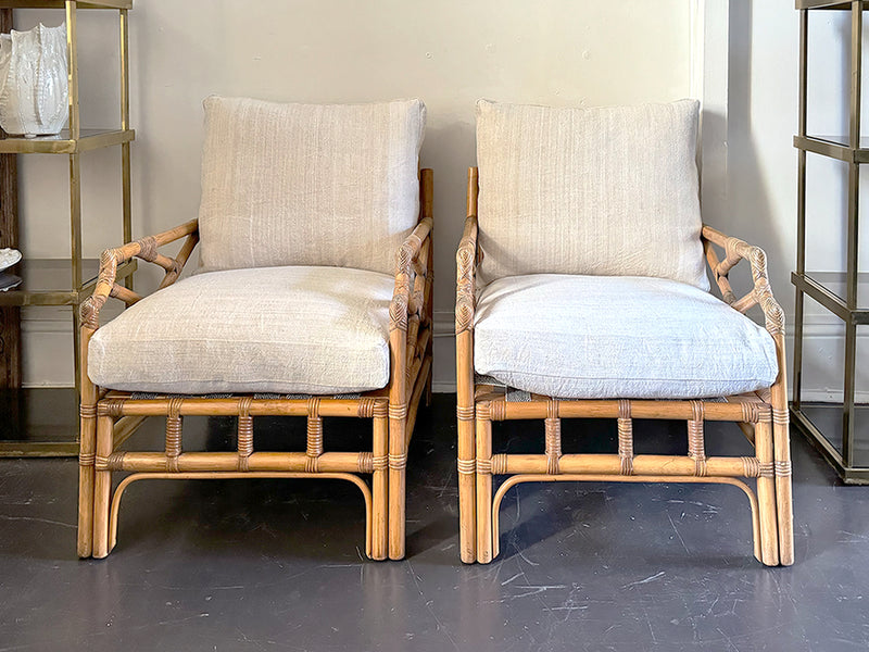 A Pair of 1960's French Bamboo Armchairs