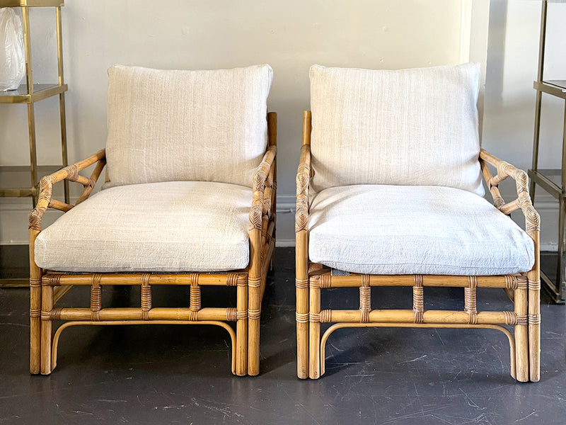 A Pair of 1960's French Bamboo Armchairs