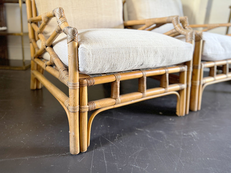 A Pair of 1960's French Bamboo Armchairs