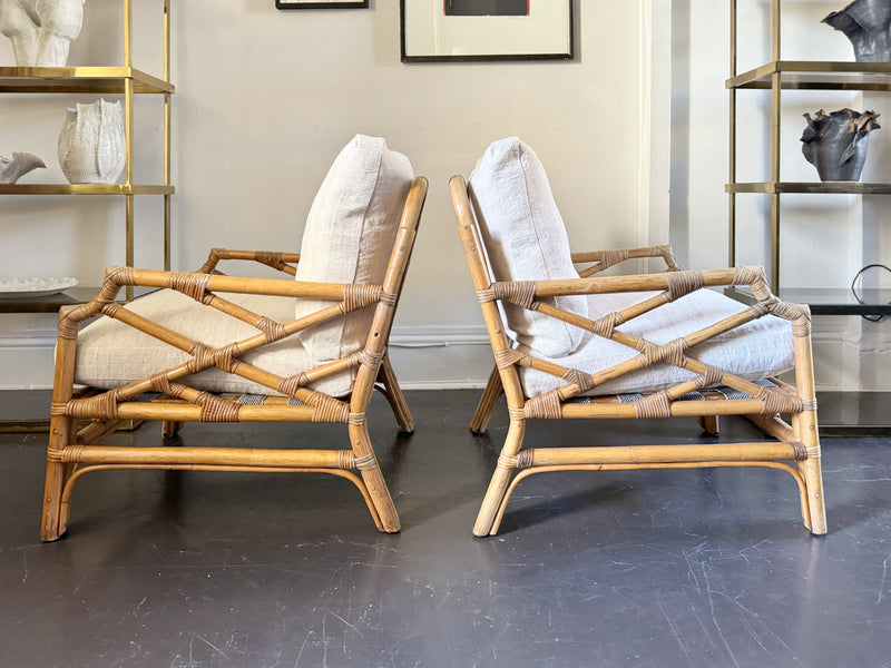 A Pair of 1960's French Bamboo Armchairs