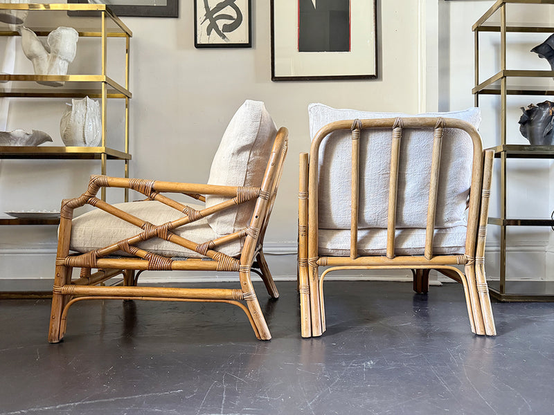 A Pair of 1960's French Bamboo Armchairs