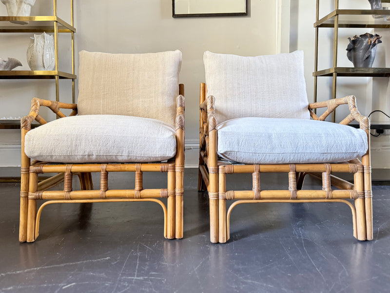 A Pair of 1960's French Bamboo Armchairs