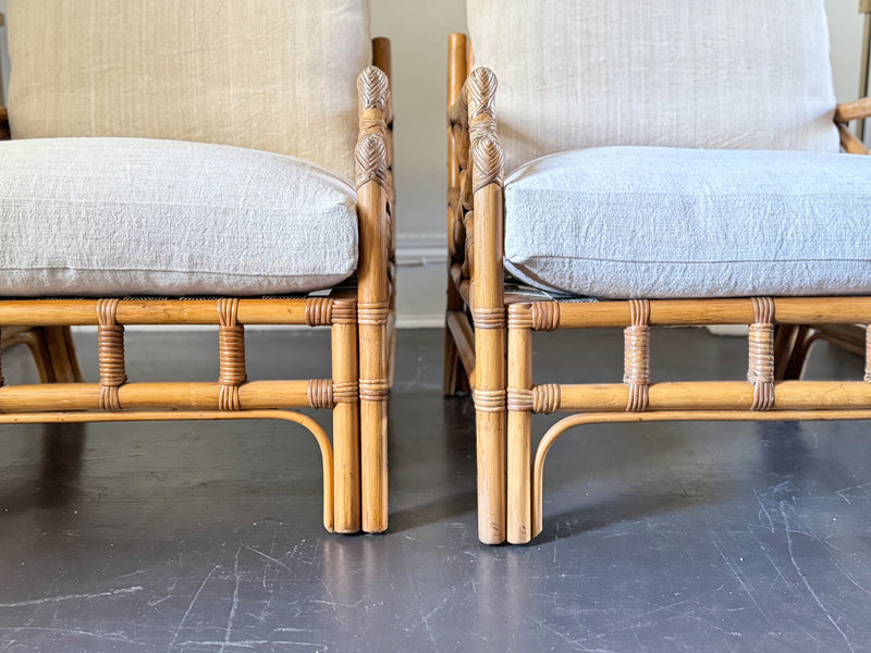 A Pair of 1960's French Bamboo Armchairs