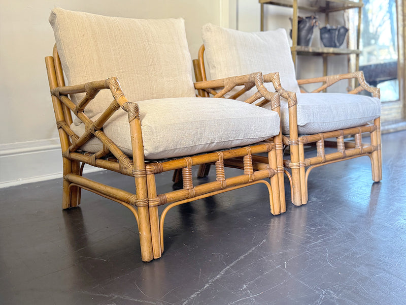 A Pair of 1960's French Bamboo Armchairs