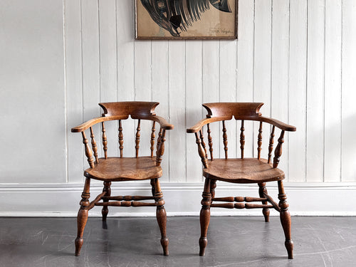 A Pair of Late 19th C Captain's Smokers Chairs