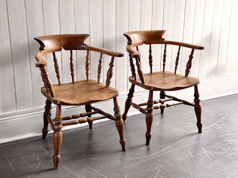 A Pair of Late 19th C Captain's Smokers Chairs