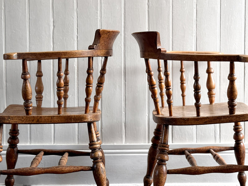 A Pair of Late 19th C Captain's Smokers Chairs