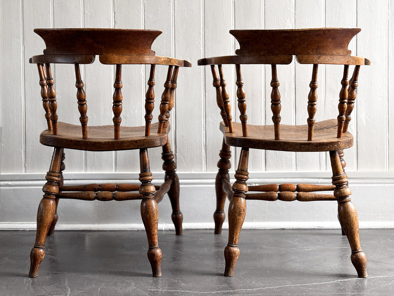 A Pair of Late 19th C Captain's Smokers Chairs