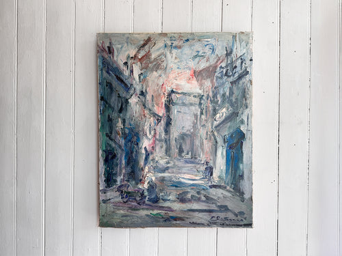 An Abstract Oil on Canvas of Porte St Martin by EV Weinmann
