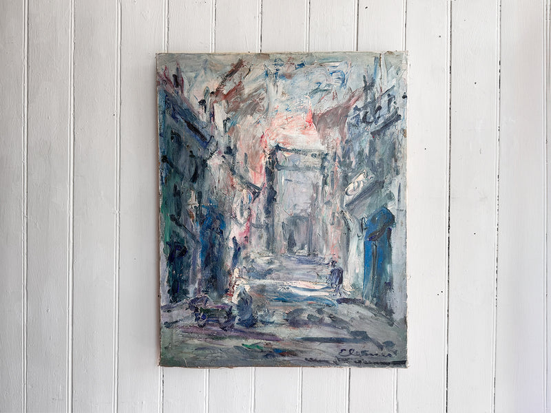 An Abstract Oil on Canvas of Porte St Martin by EV Weinmann
