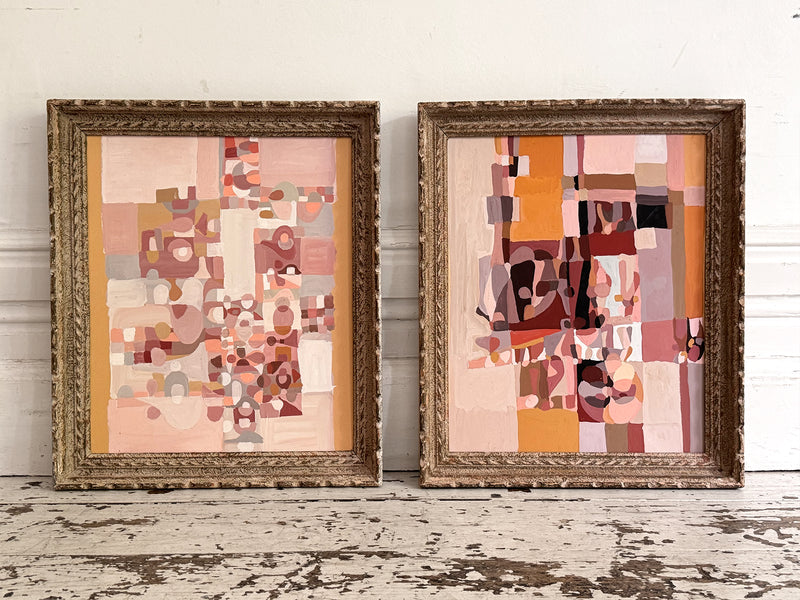A 1950's Abstract Acrylic on Card in Montparnasse Frame III