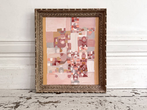 A 1950's Abstract Pale Pink Acrylic on Card in Montparnasse Frame II