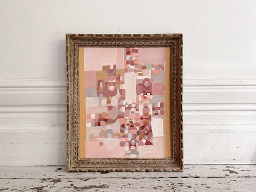 A 1950's Abstract Pale Pink Acrylic on Card in Montparnasse Frame II