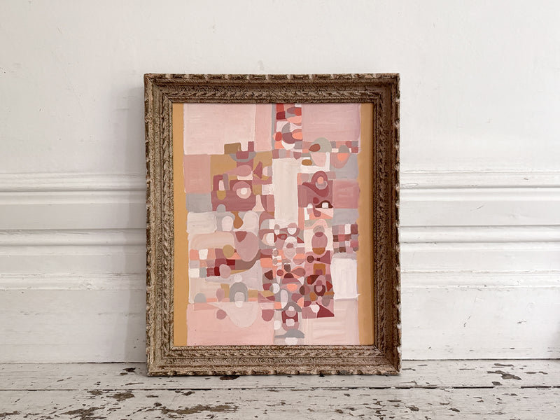 A 1950's Abstract Pale Pink Acrylic on Card in Montparnasse Frame II