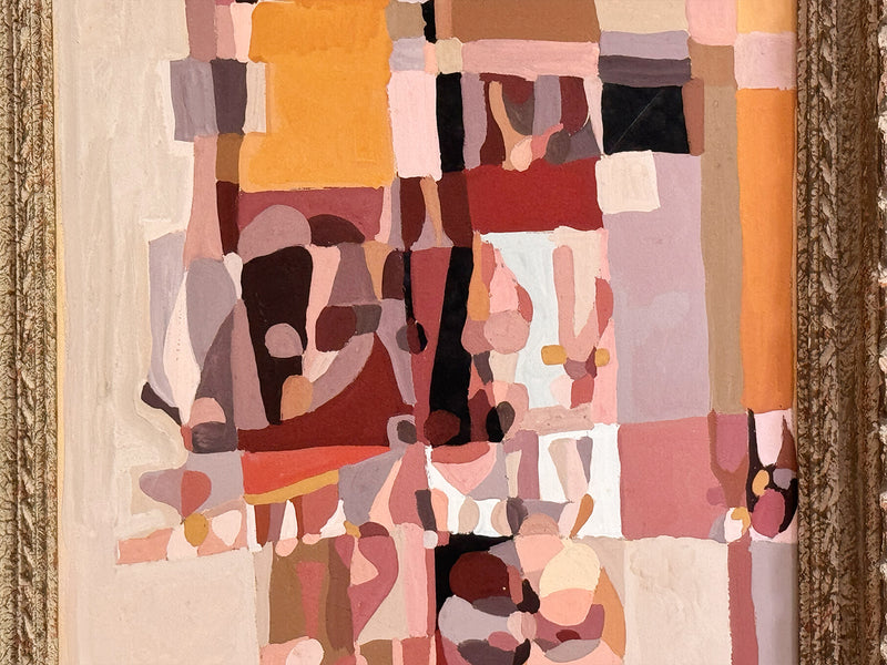 A 1950's Abstract Acrylic on Card in Montparnasse Frame III