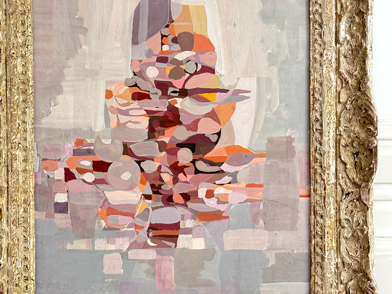 A 1950's Abstract Acrylic on Card in Montparnasse Frame I