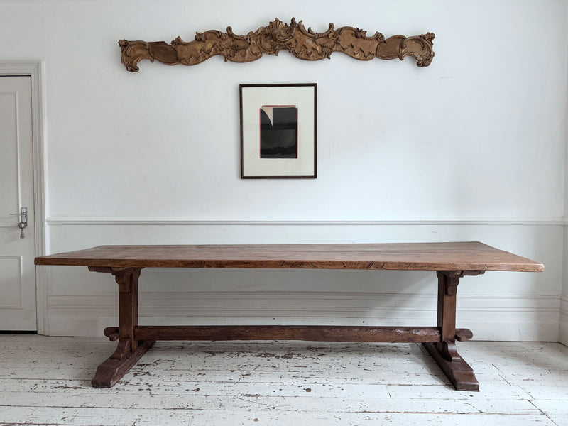 A Late 18th C/Early 19th C English Oak Trestle Table