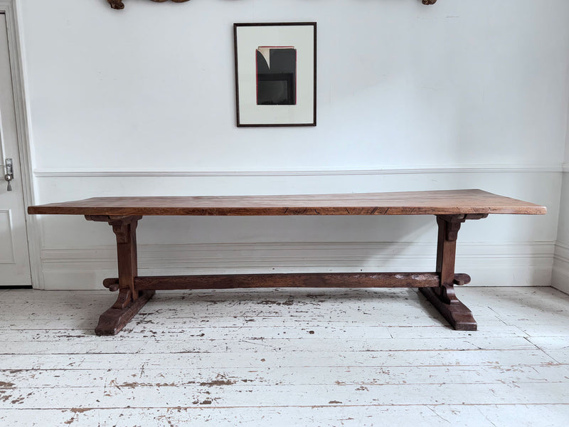 A Late 18th C/Early 19th C English Oak Trestle Table