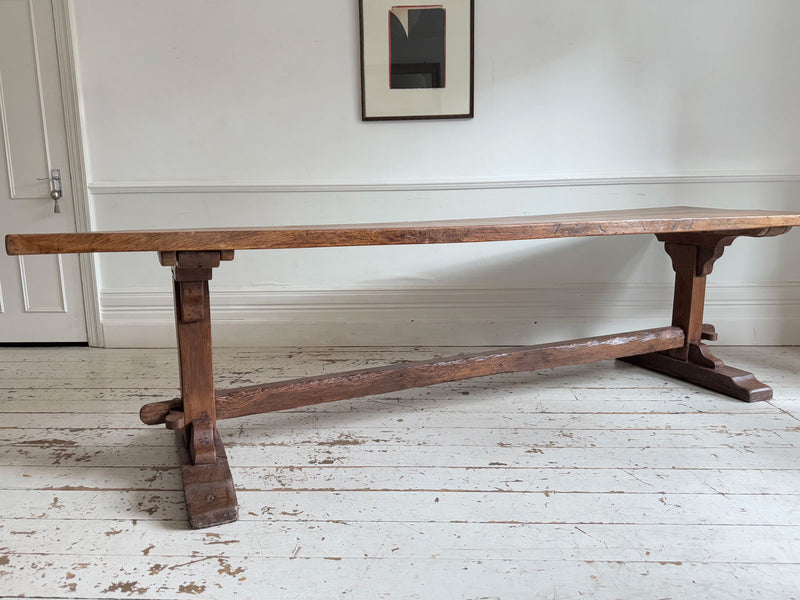 A Late 18th C/Early 19th C English Oak Trestle Table