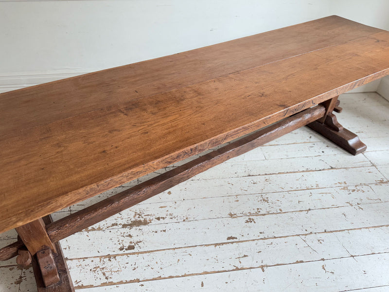 A Late 18th C/Early 19th C English Oak Trestle Table